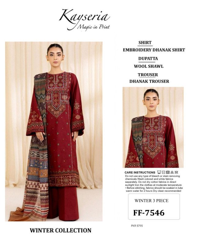 Presenting Kayseria Premium Brand Luxury Embroidered Article Winter Collection 2025 Fabric