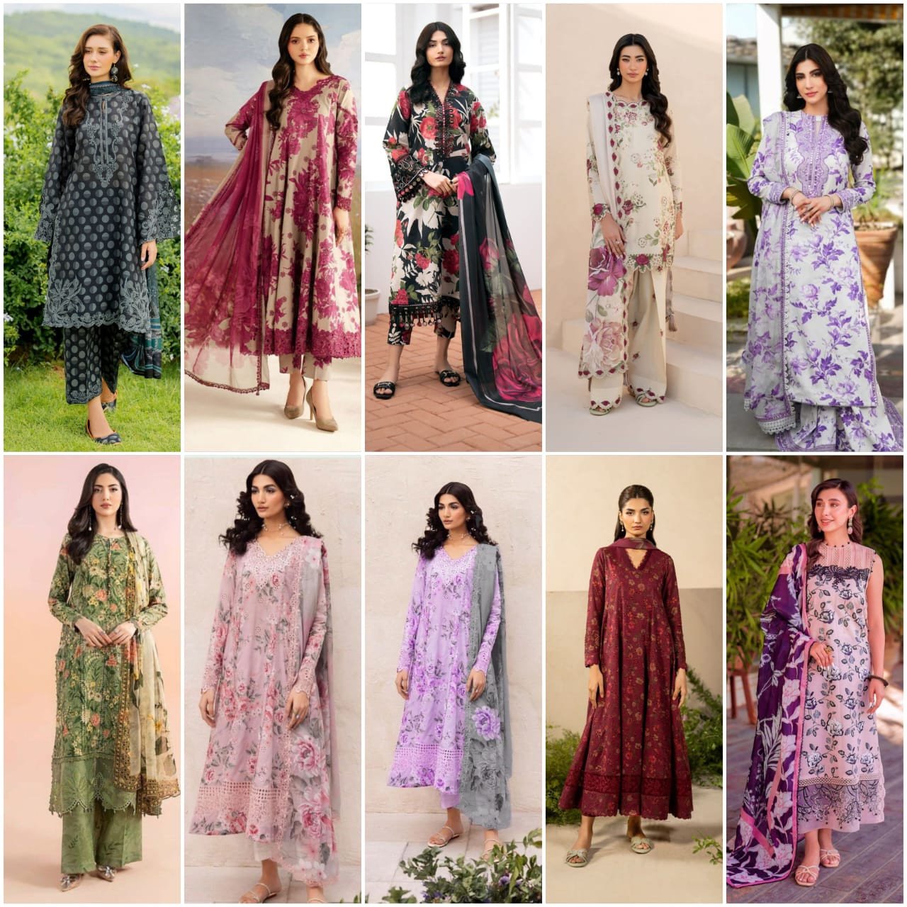 DHANAK PRINTED VOL WITH EMBROIDERED PATCHES